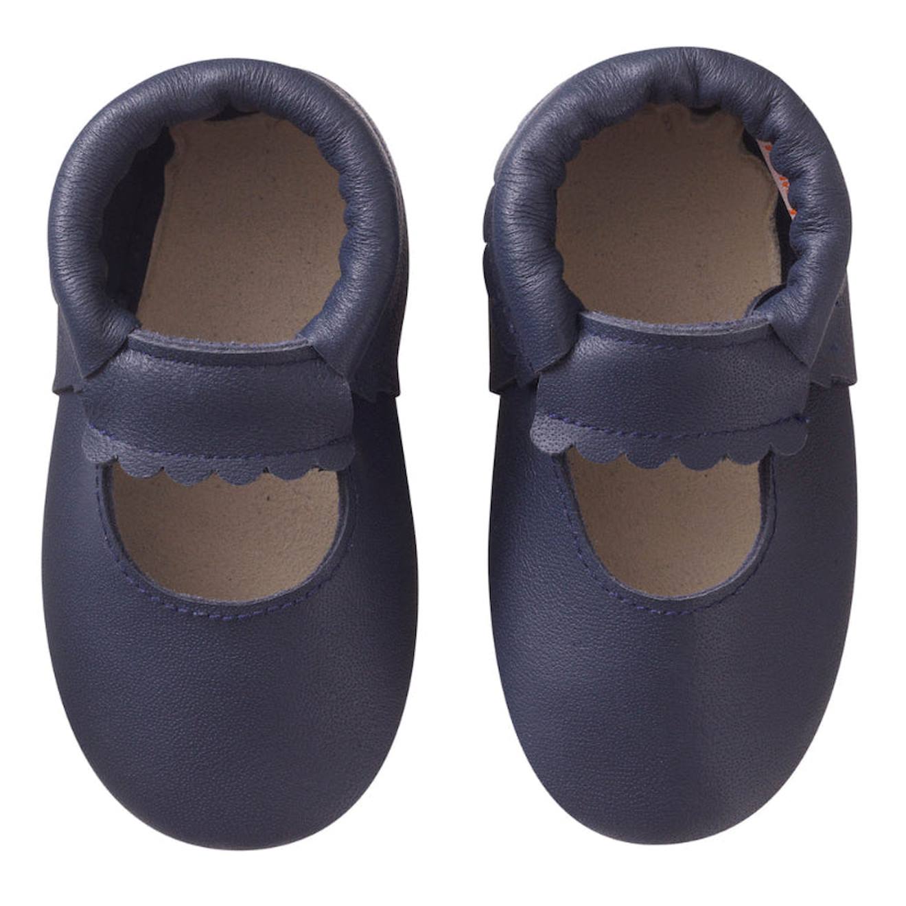 Chaussons Cuir Souple Uni Ouvert Marine Bleu 26 €