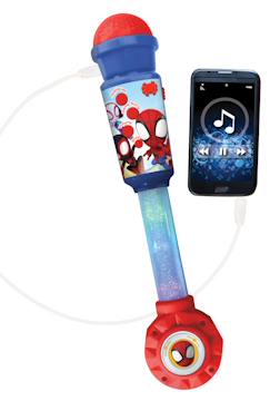 Jouet-Multimédia-micro-karaoké-Microphone spiderman avec tube lumineux et enceinte