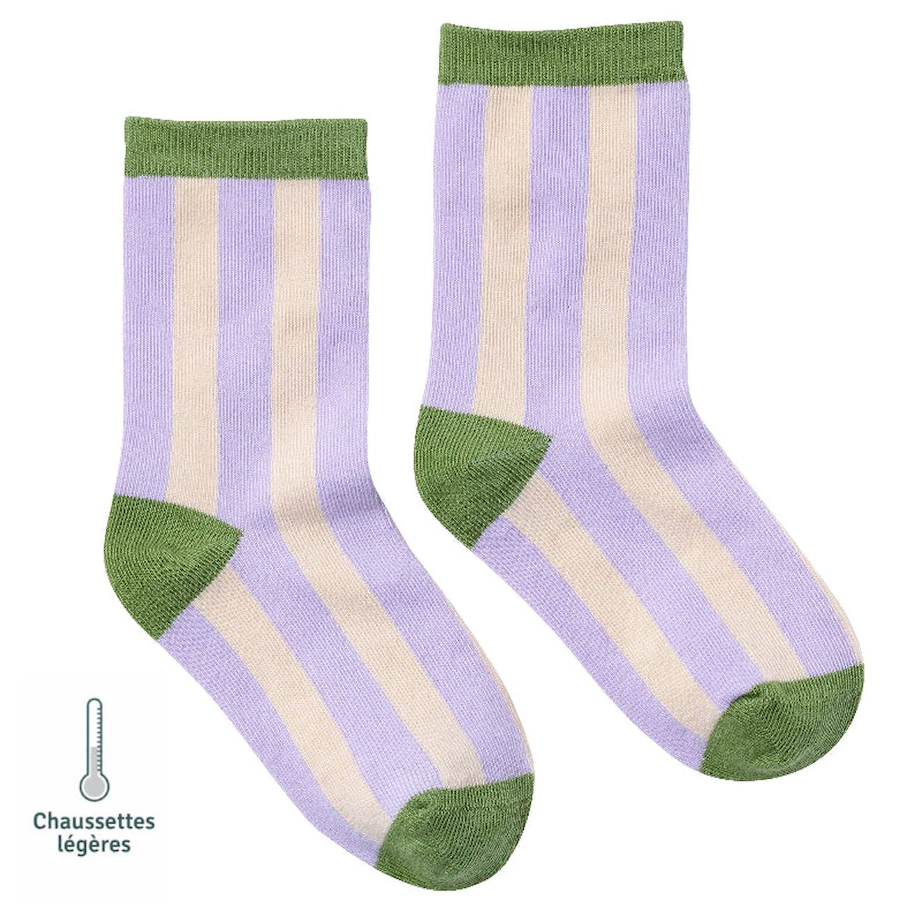 Chaussettes Sans Couture Rayes Vert 8 €