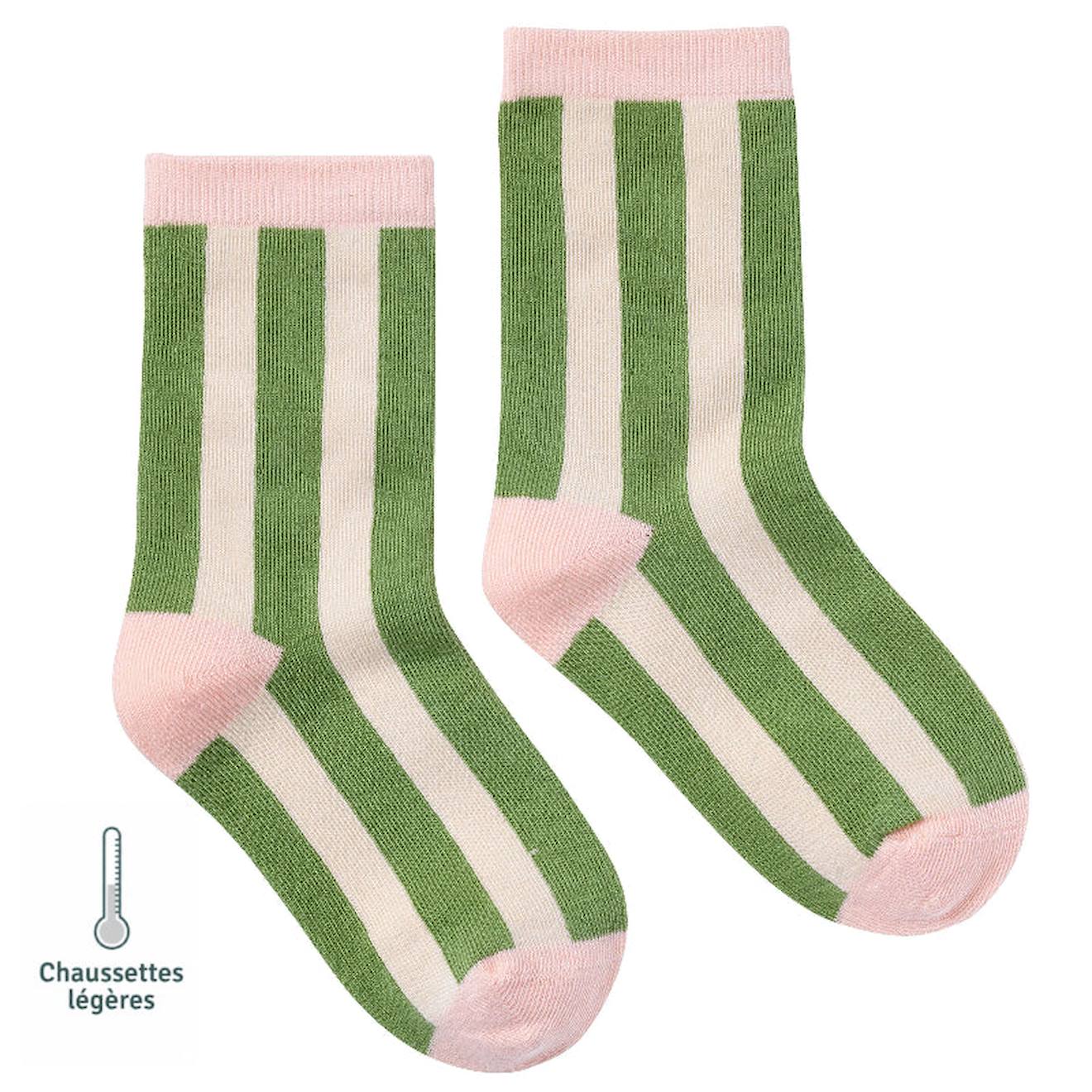 Chaussettes Sans Couture Rayes Vert 8 €