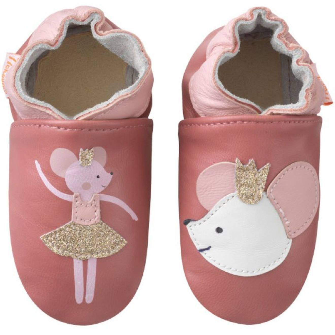 Chaussons Bb Cuir Souple Coralie La Souris Rose 28$