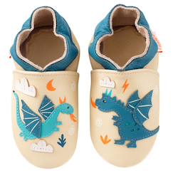 Chaussons cuir bébé gaël et tim les dragons  - vertbaudet enfant