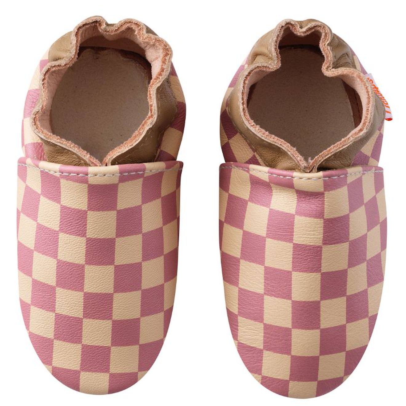 Chaussons Bb Cuir Souple Damier Rose 24 €