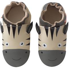 Chaussons bébé cuir souple zack le zèbre  - vertbaudet enfant