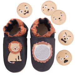 Chaussons bébé cuir souple à emotions  - vertbaudet enfant