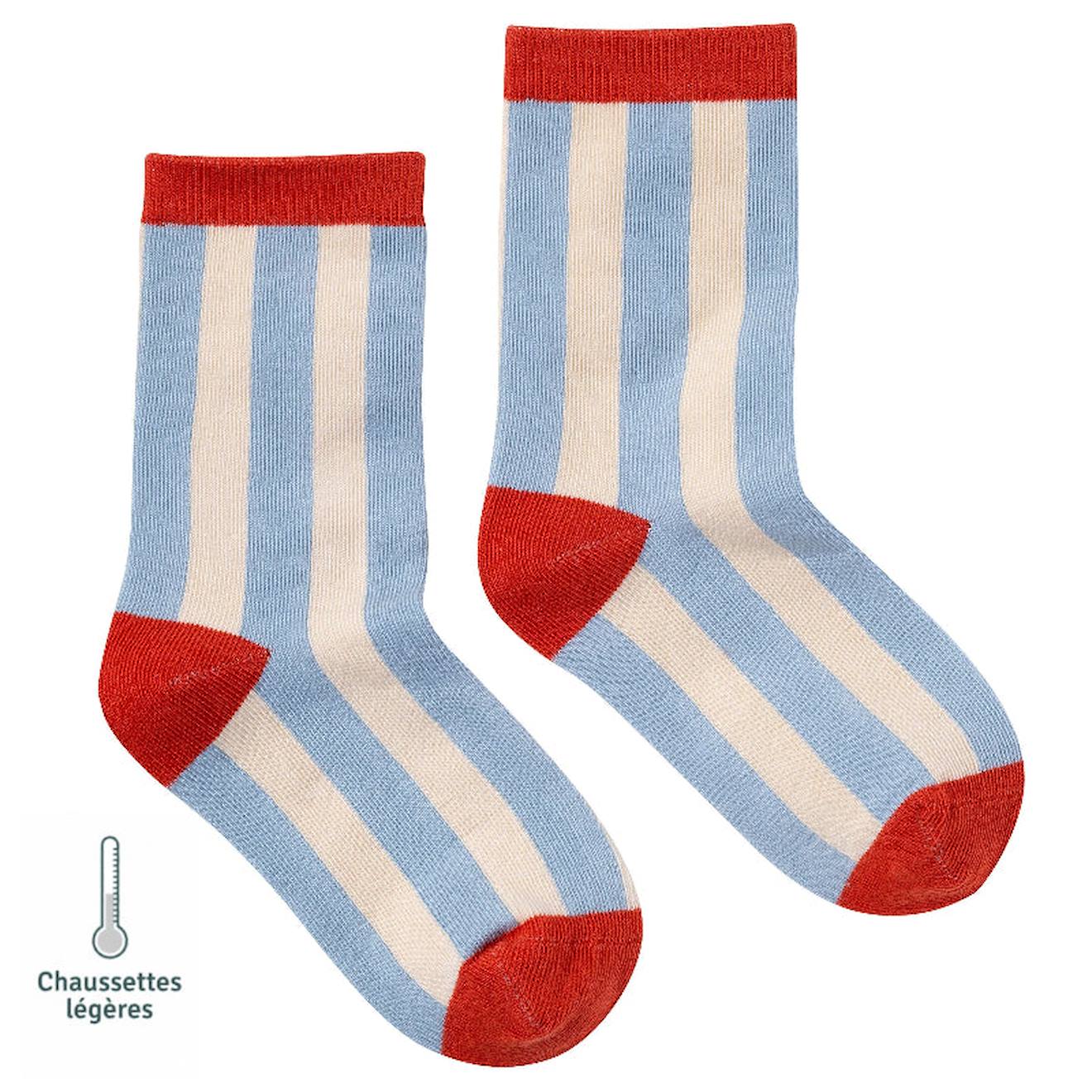 Chaussettes Sans Couture Rayées Bleu