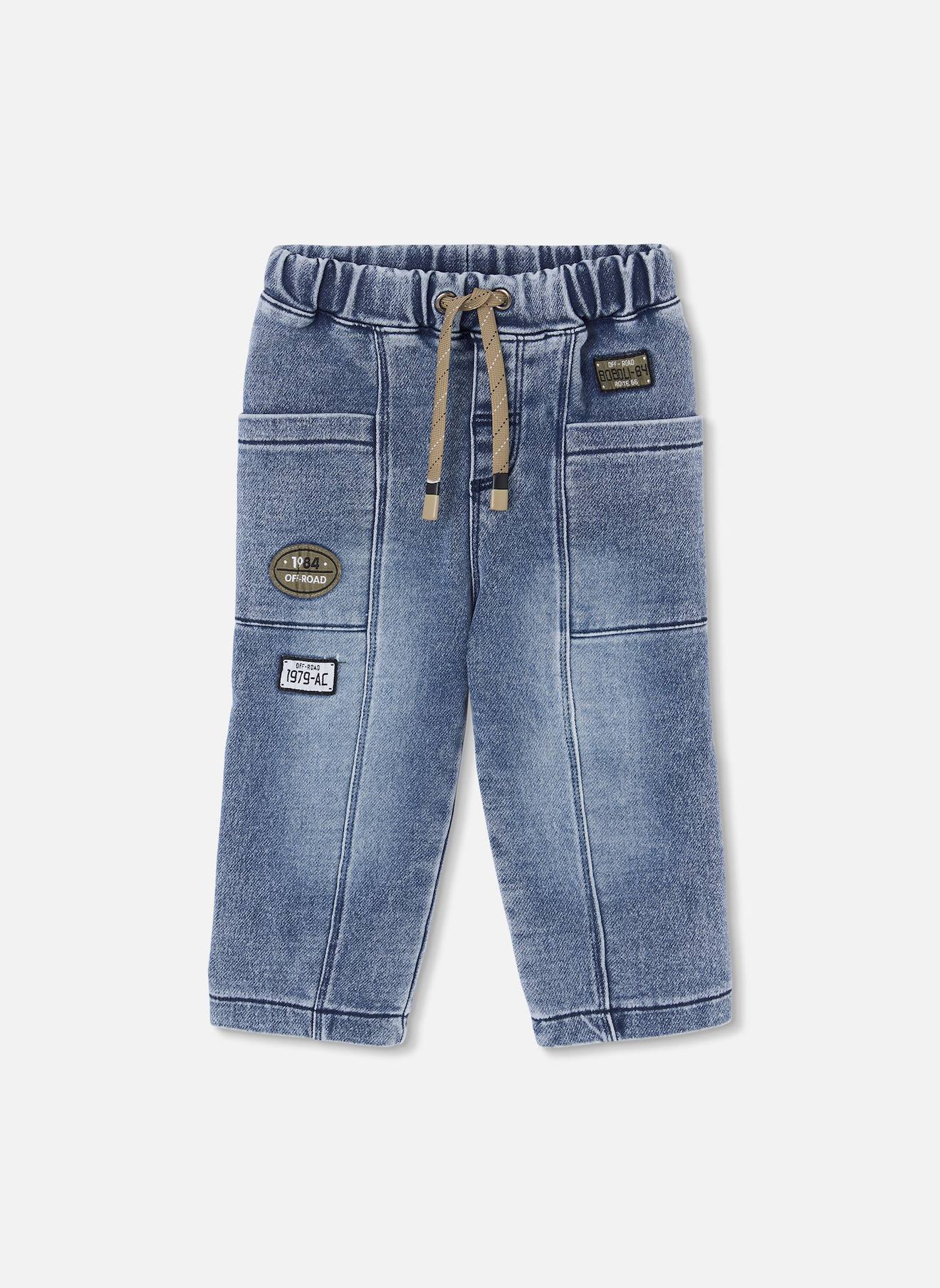 Pantalon Denim Garçon Avec Patches Bleu