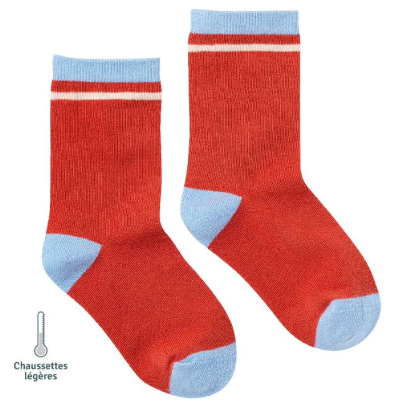 Chaussettes Sans Couture Unies Rouge