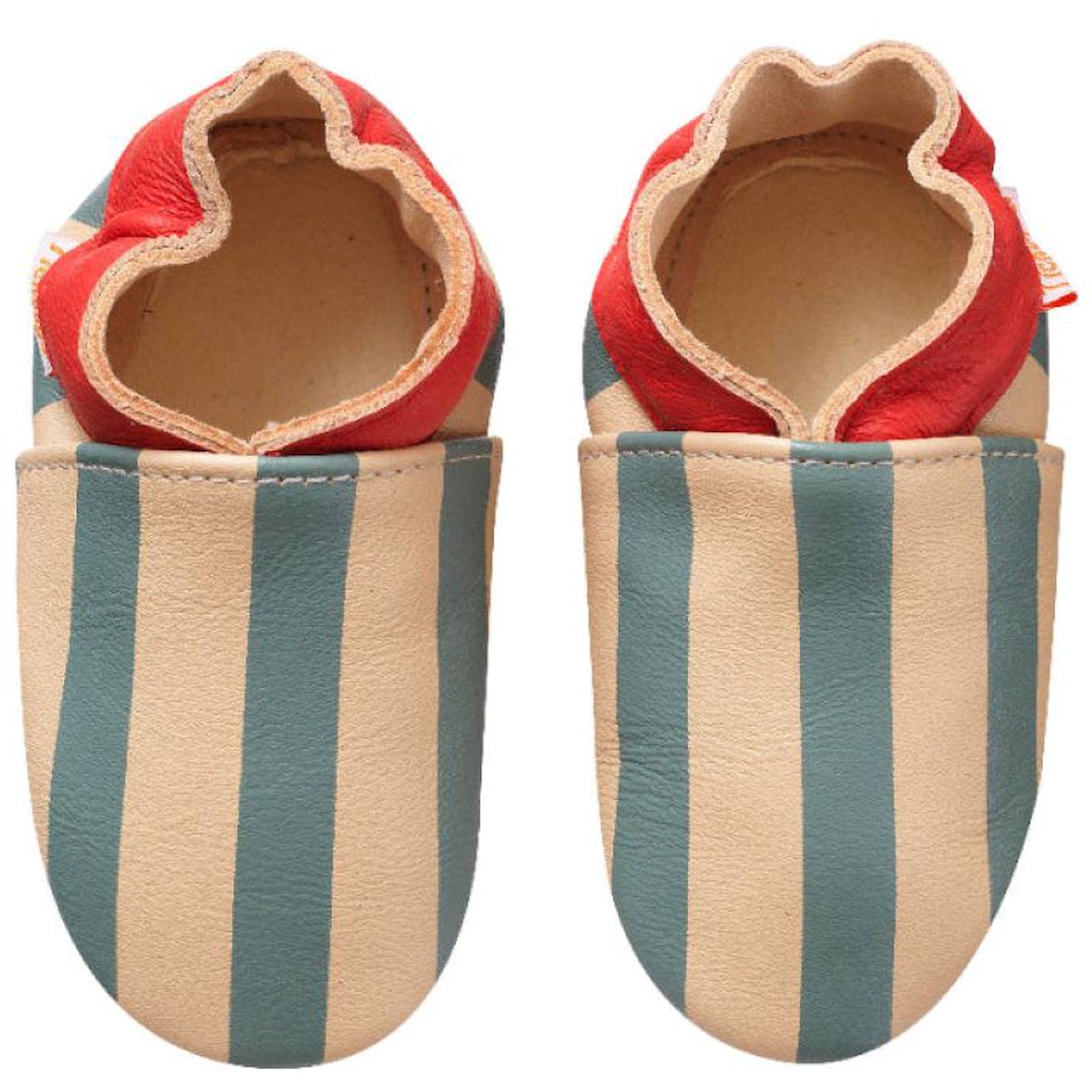 Chaussons Bb Cuir Souple Rayures Bleu 26 €
