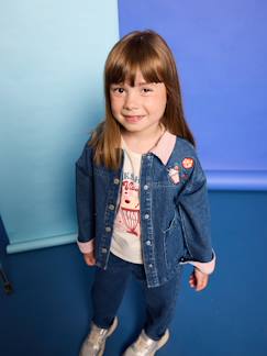-Veste denim fille col velours