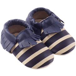 Chaussures-Chaussures bébé 17-26-Chaussons cuir souple à franges