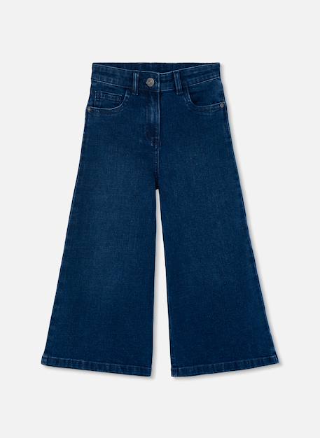 Fille-Pantalon denim fille wide leg élastique