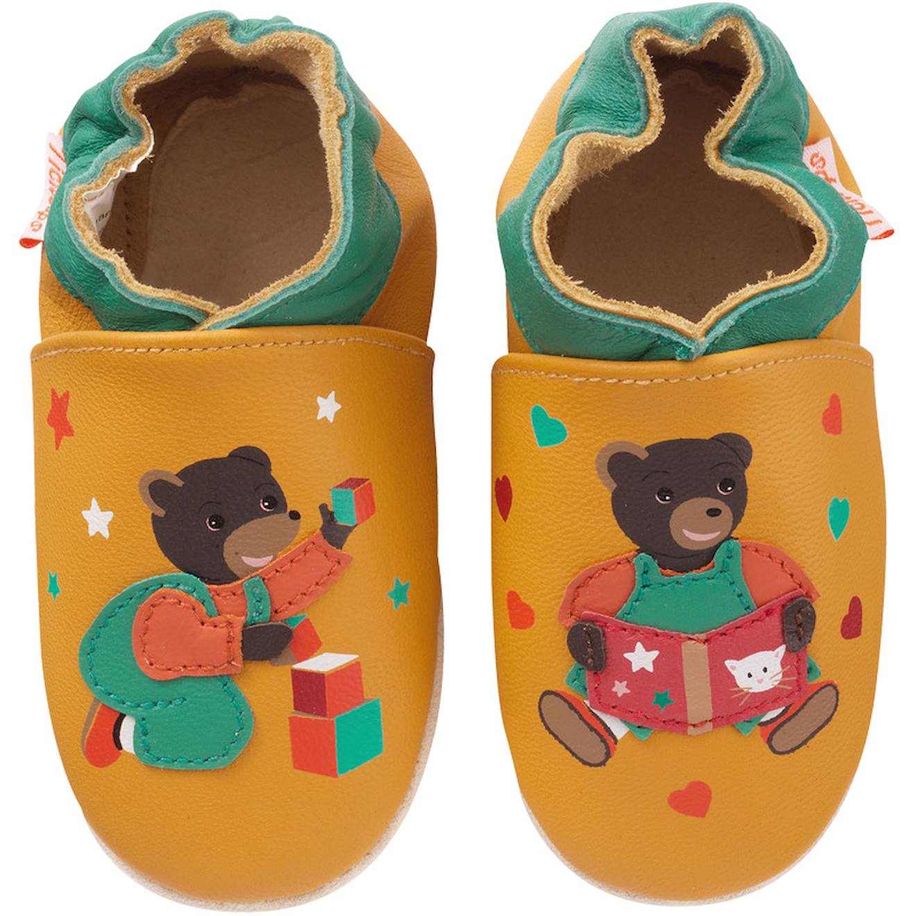 Chaussons Cuir Souple Petit Ours Brun Samuse Jaune 23 €