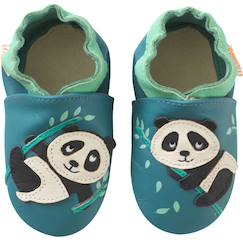 Chaussures-Chaussons bébé cuir souple andréa le panda