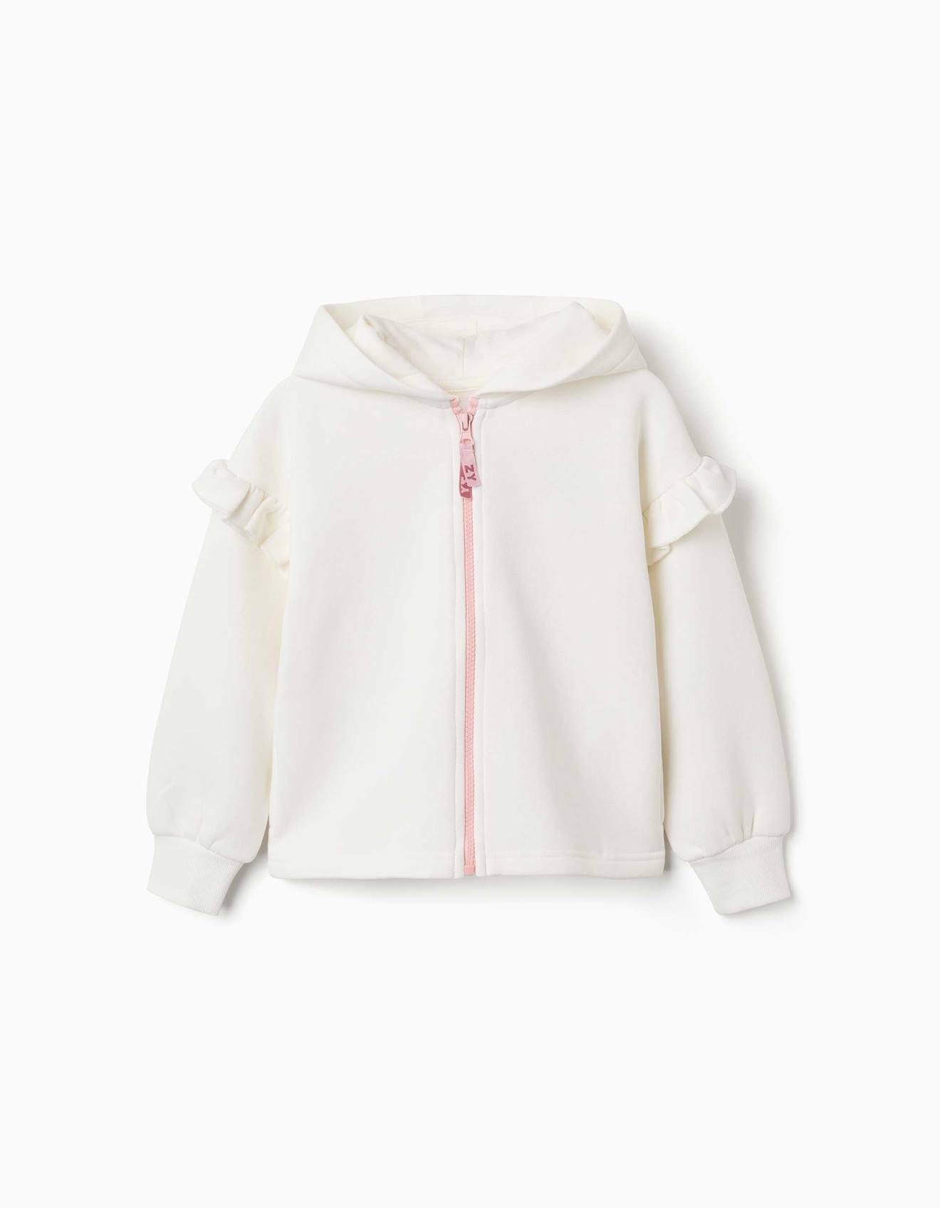 Sweat Zipp En Molleton Avec Capuche Et Doublure En Coton Peign Blanc 19$