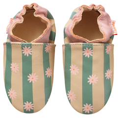 Chaussures-Chaussons bébé cuir souple rayures