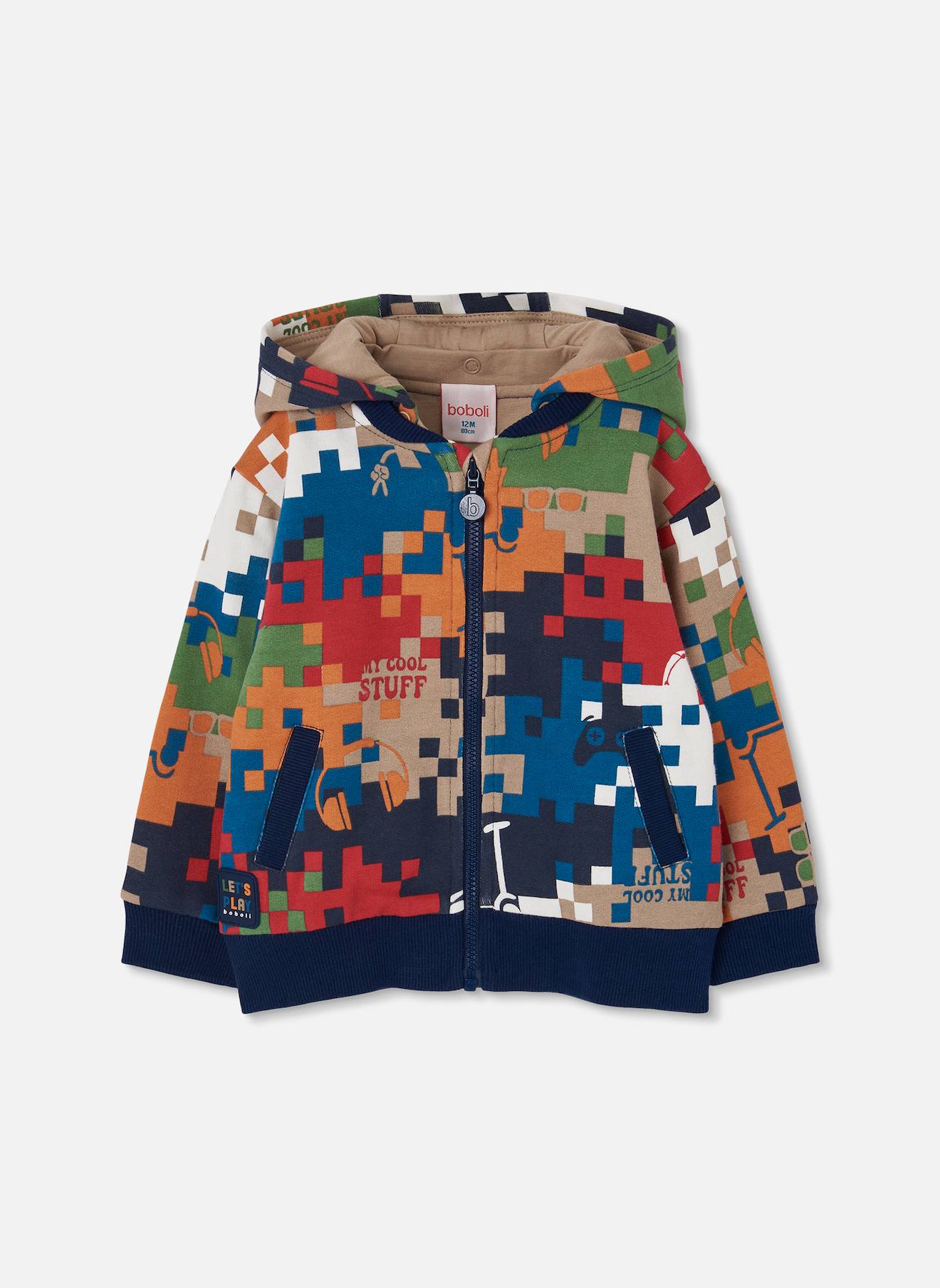 Veste Garçon Molleton Imprimé Pixels Multicolore