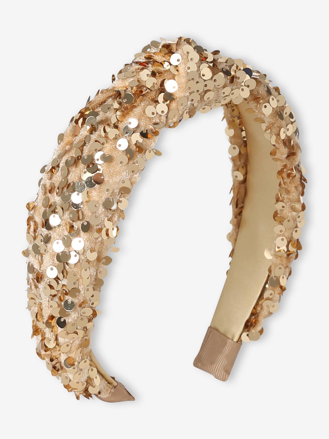 Serre-tête fille à sequins doré