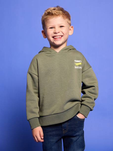 Garçon-Pull, gilet, sweat-Sweat garçon à capuche motif poitrine 