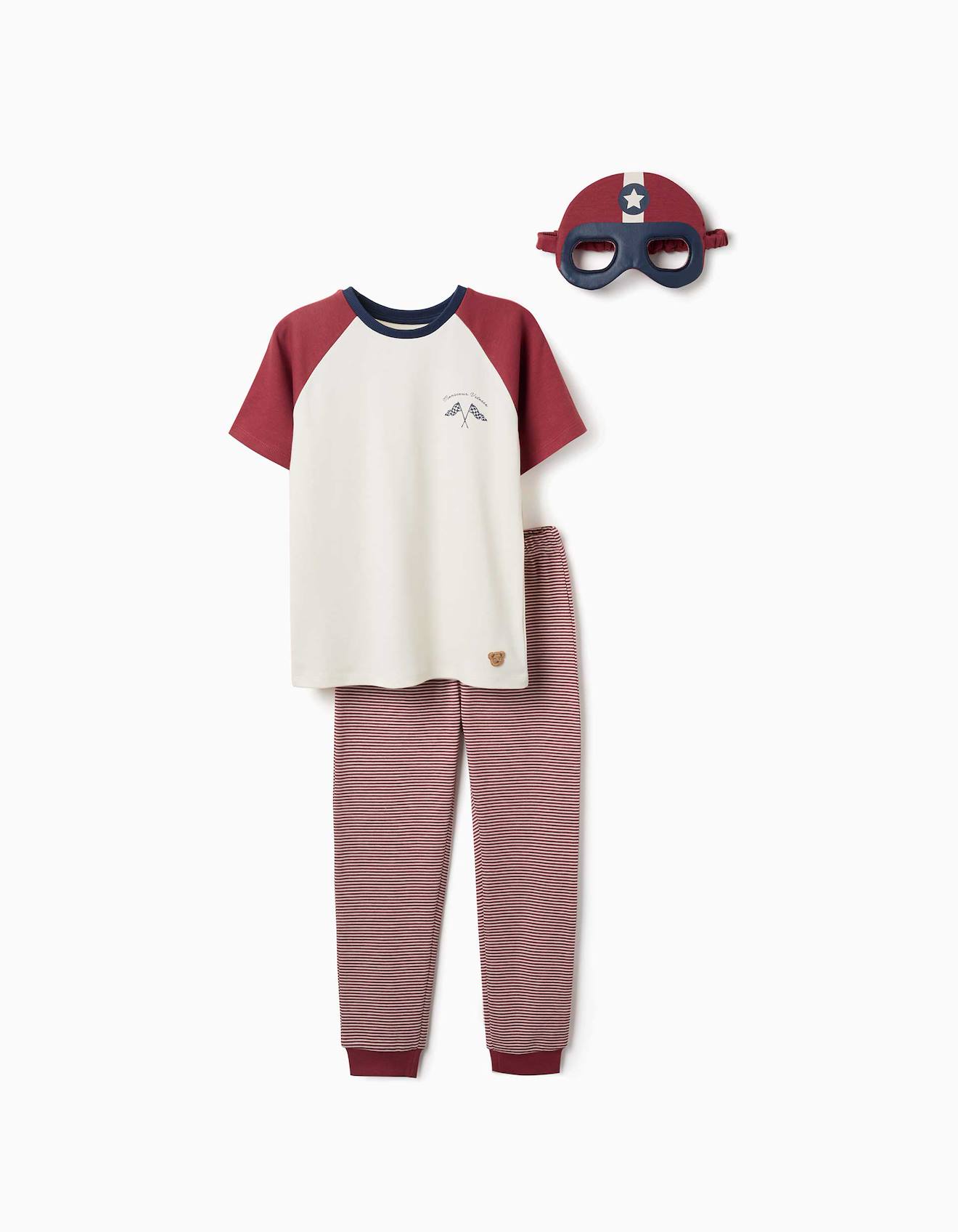 Pyjama Manches Courtes En Coton Avec Masque Rembourr Rouge Fonc 26$