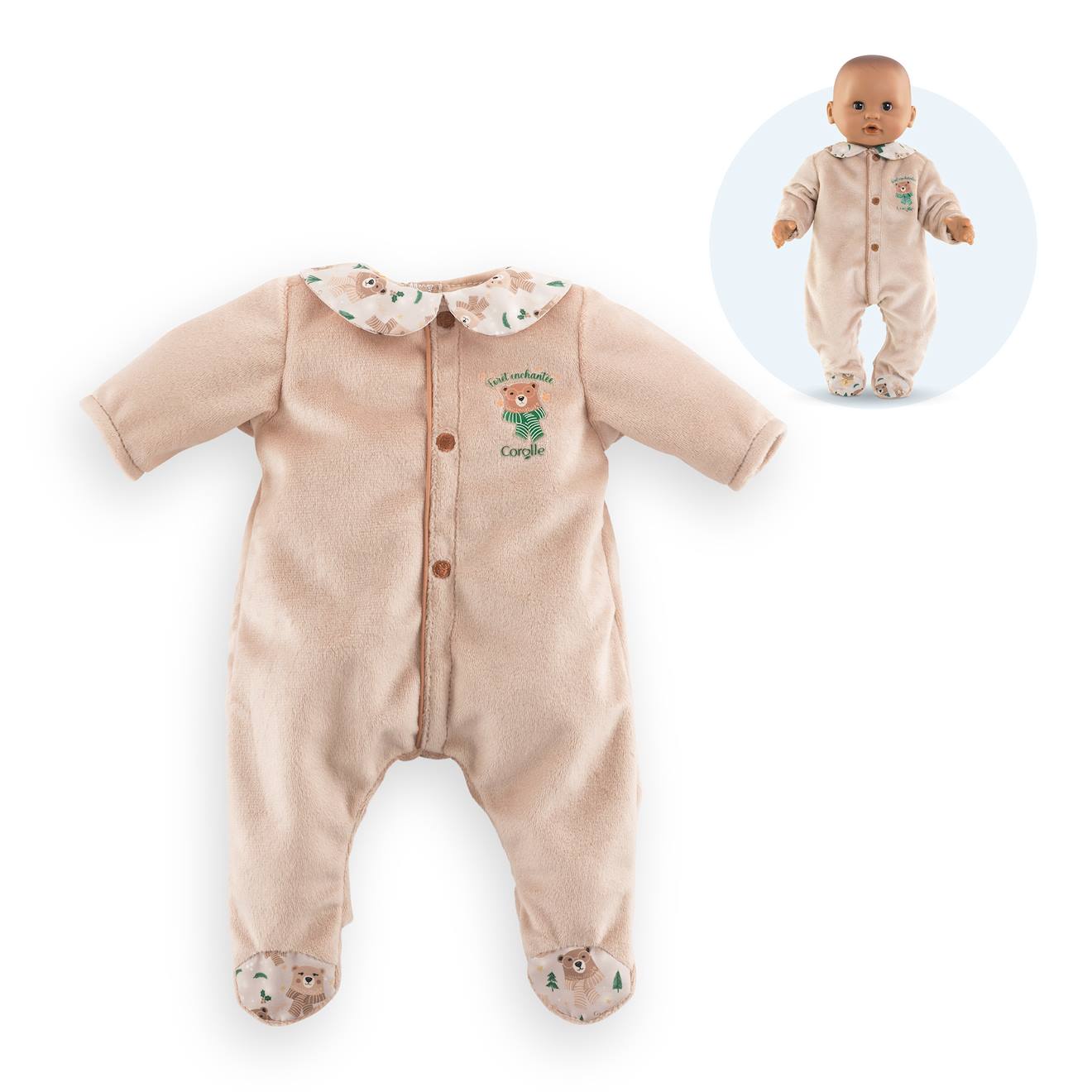 Pyjama Forêt Enchantée Pour Poupon 30 Cm Beige