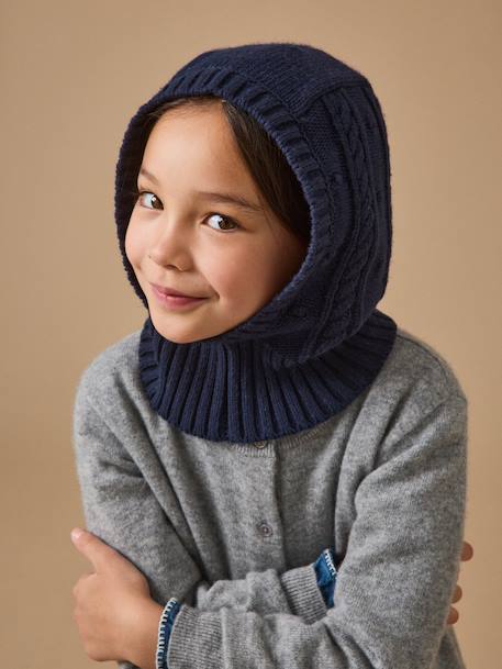Fille-Accessoires-Bonnet, écharpe, gants-Cagoule torsades fille