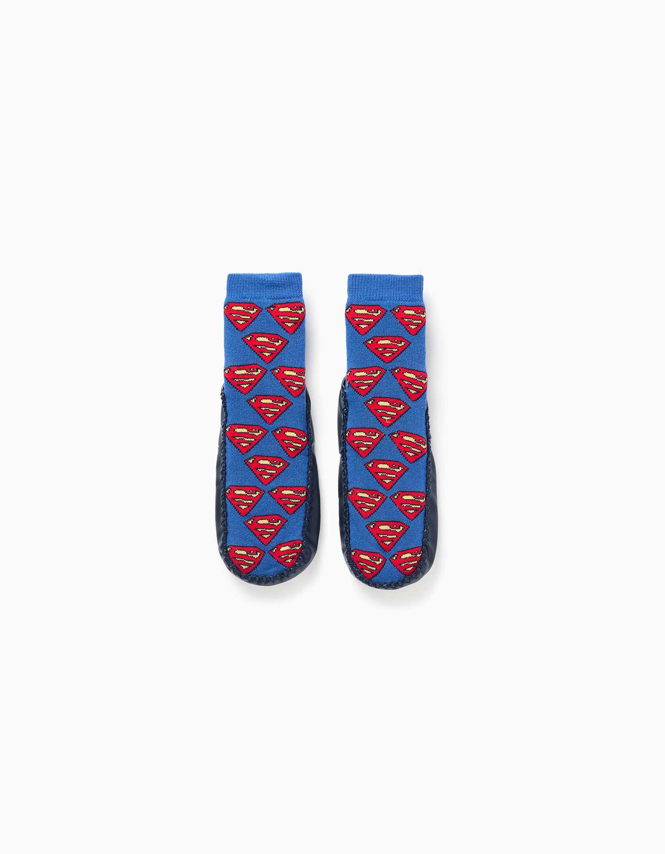 Chaussettes-chaussons Avec Semelle Antidrapante Et Superman Bleu 8$