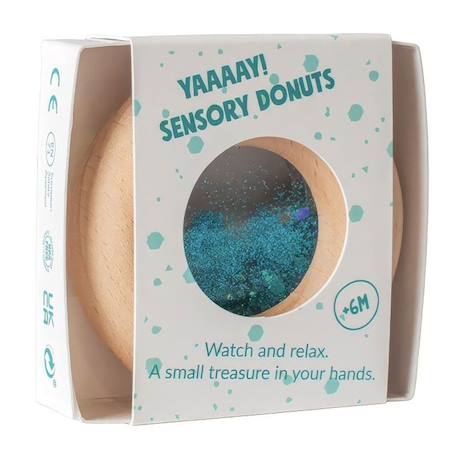 Hochet sensoriel donut calme Bleu+Jaune+Orange+Rose+Rouge+Turquoise+Vert+Violet 22 - vertbaudet enfant 