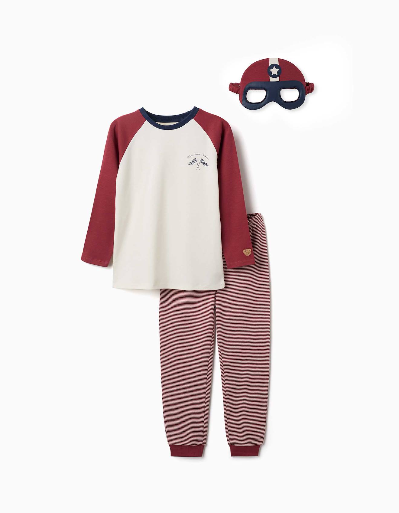 Pyjama Manches Longues En Coton Avec Masque Rembourr Rouge Fonc 26$