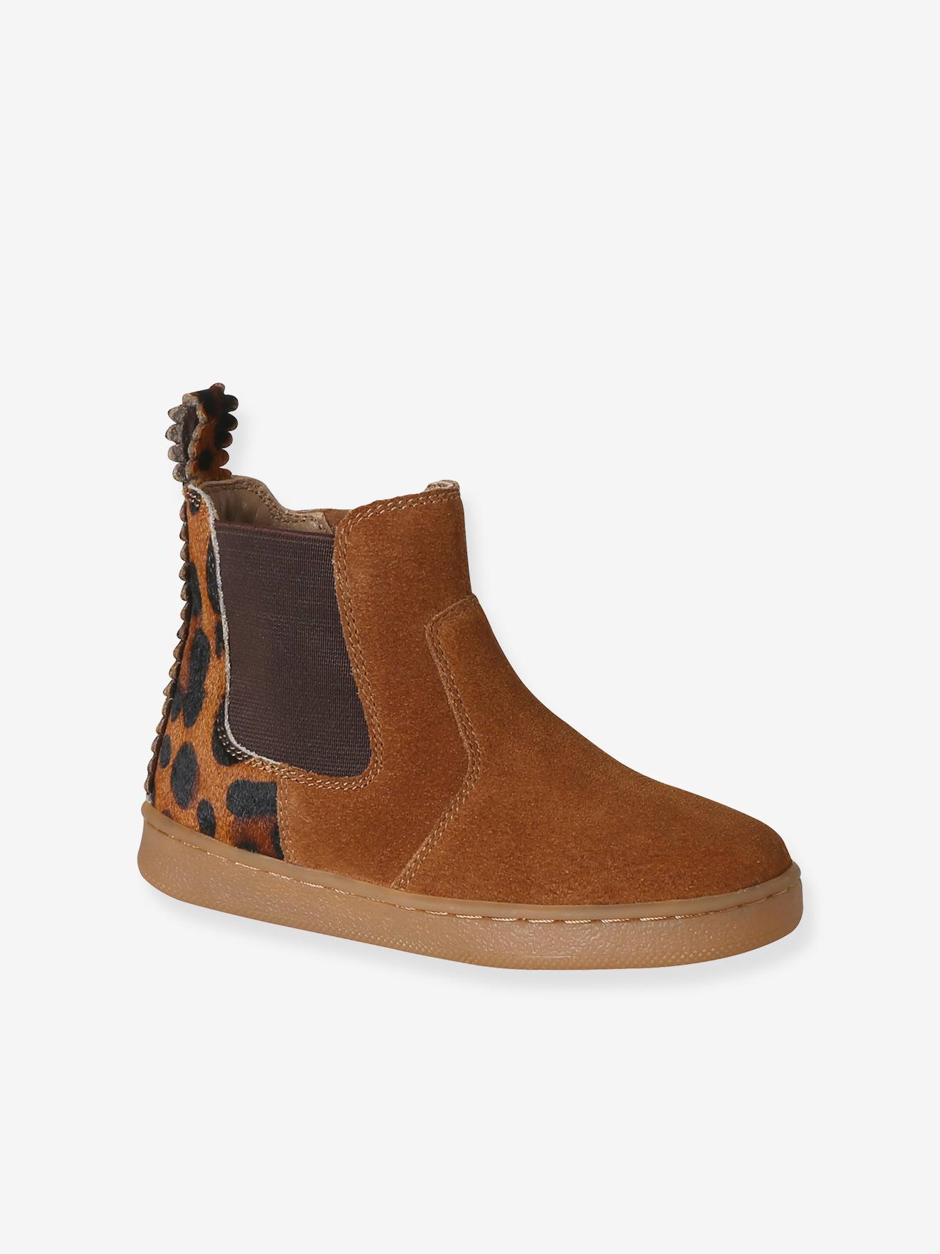 Boots fille cuir zippées marron Boots fille cuir zippées marron