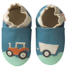 Chaussures-Chaussures bébé 17-26-Chaussons bébé cuir souple spencer le tracteur