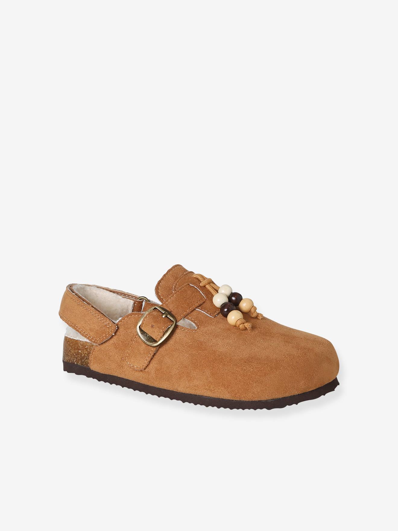 Chausson mule enfant fille marron