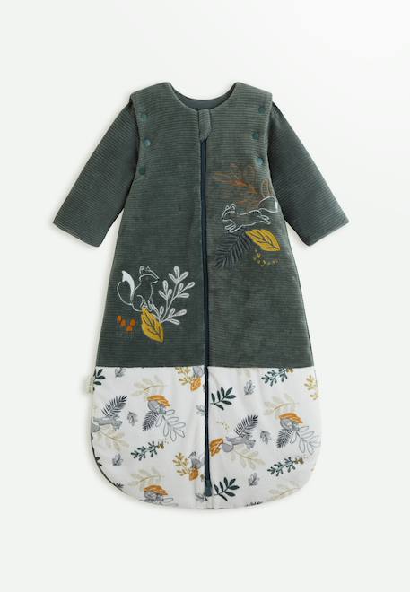 Petit Beguin - Gigoteuse Hiver En Velours Avec Manches Amovibles Elliott Vert