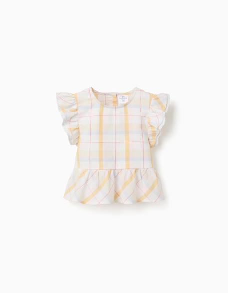 Fille-Blouse en coton à carreaux avec volants b&s