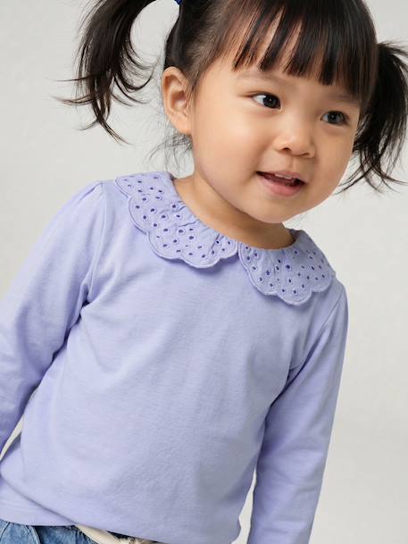 Bébé-T-shirt, sous-pull-T-shirt bébé col brodé manches longues