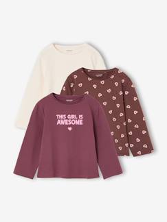 -Lot de 3 t-shirts fille fantaisie manches longues