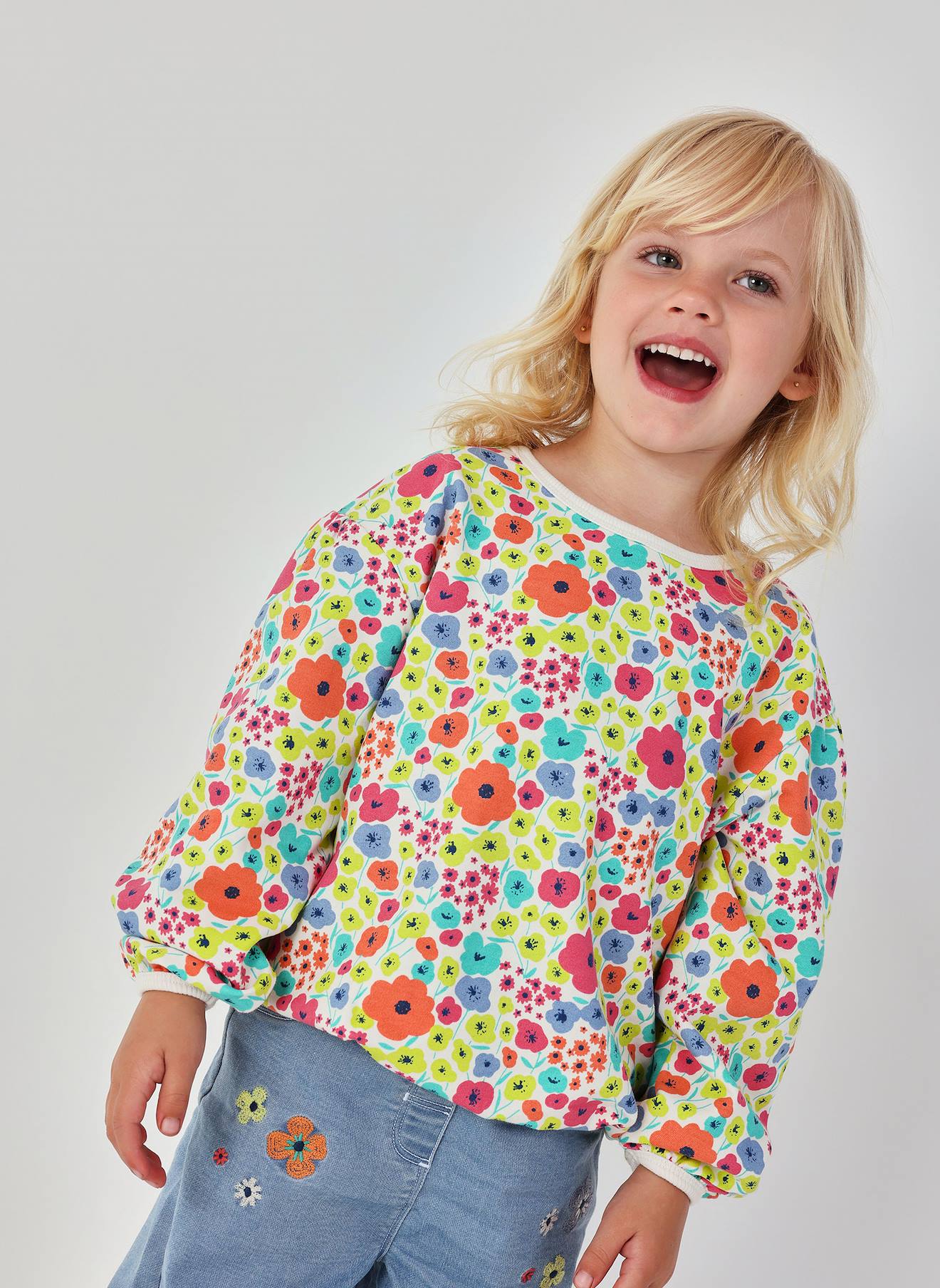 Sweat-shirt Fille Imprimé En Maille Multicolore