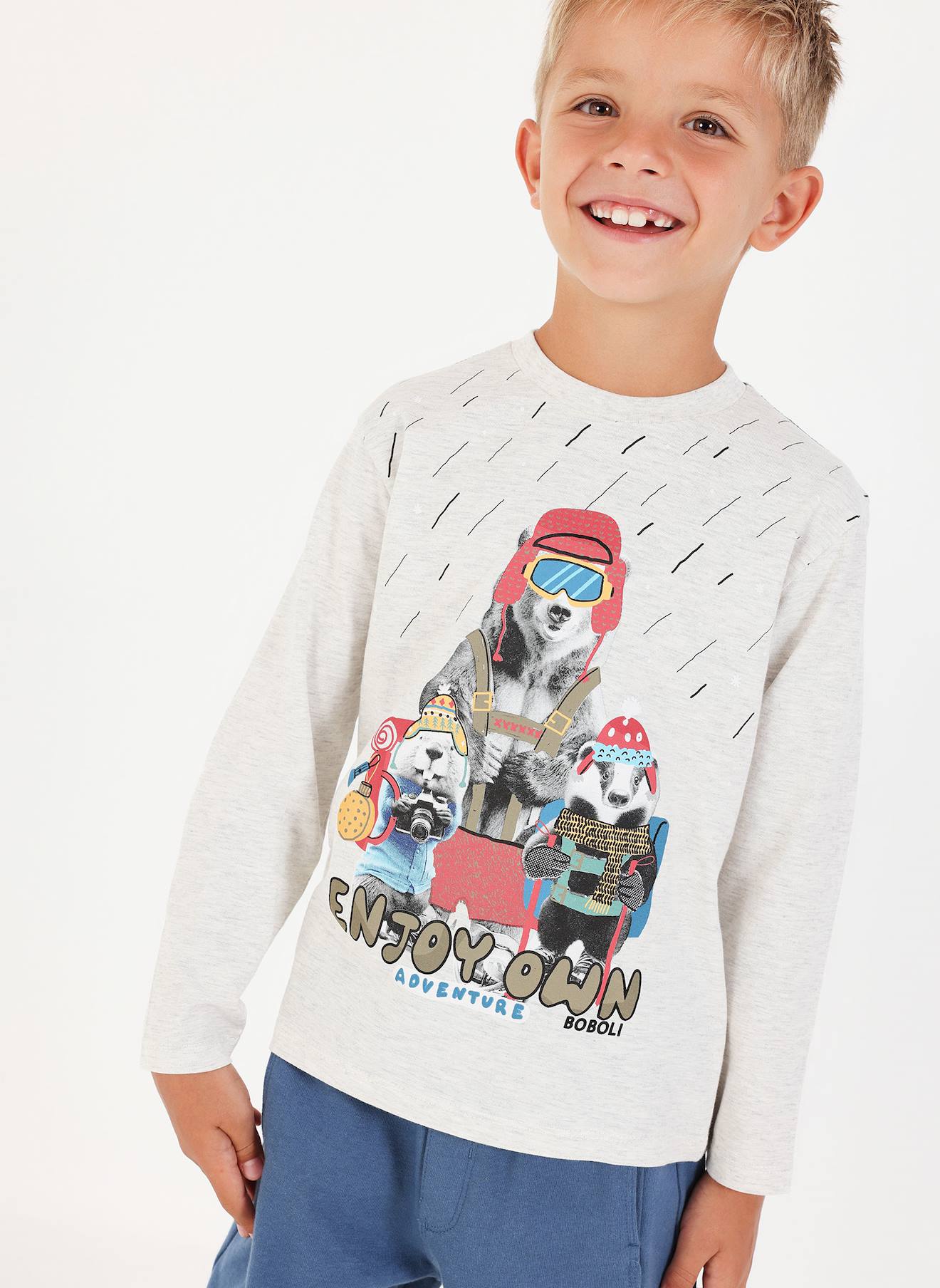 T-shirt Garçon Imprimé Animaux Multicolore