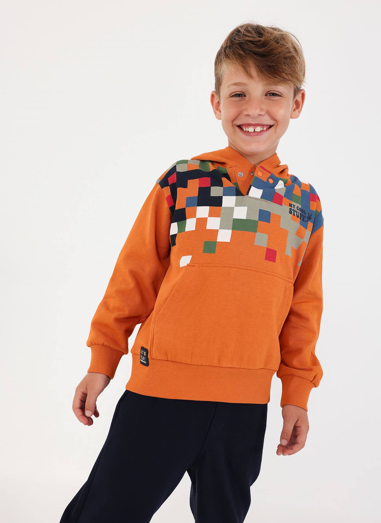 Ensemble Molleton Garon Imprim Pixels Marron 43 €