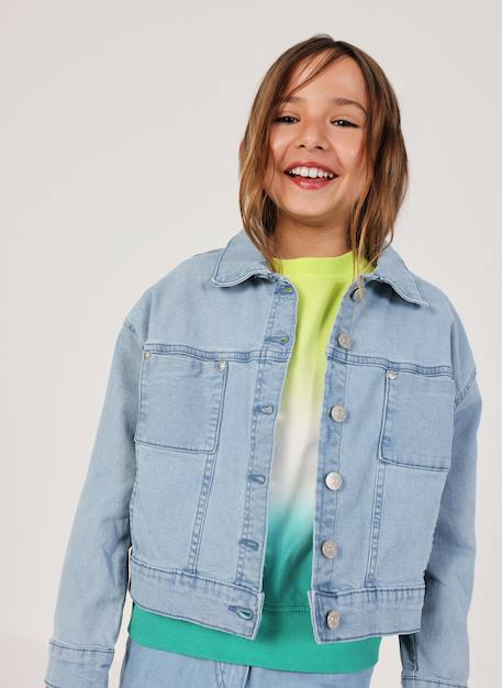 Veste en jean fille coton délavé  - vertbaudet enfant