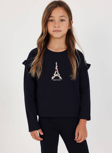 Fille-T-shirt maille fille tour eiffel