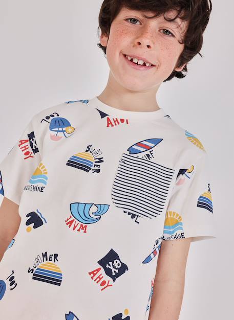 Garçon-T-shirt coton imprimé marin pour garçon