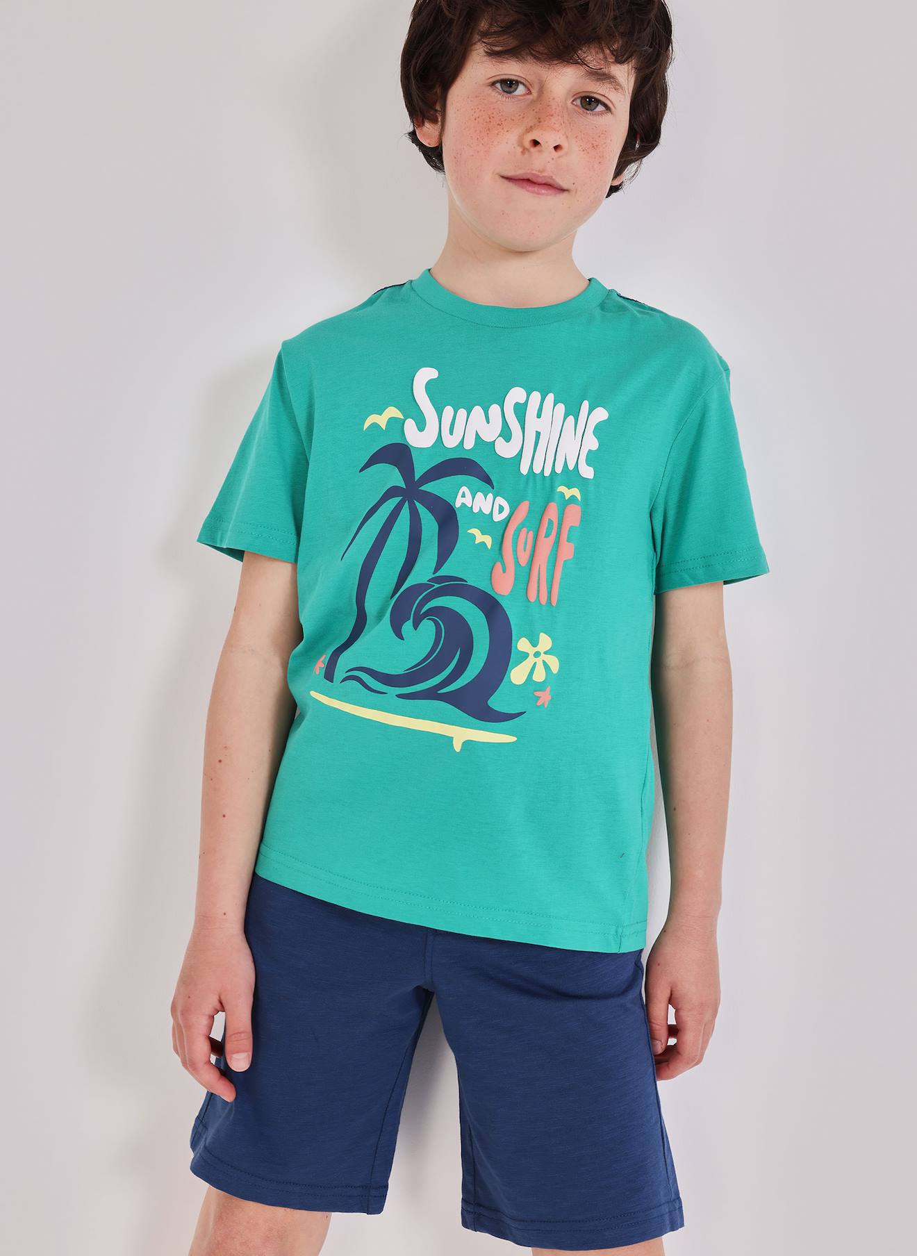 Ensemble Enfant T-shirt Et Short En Coton Bleu 14 €