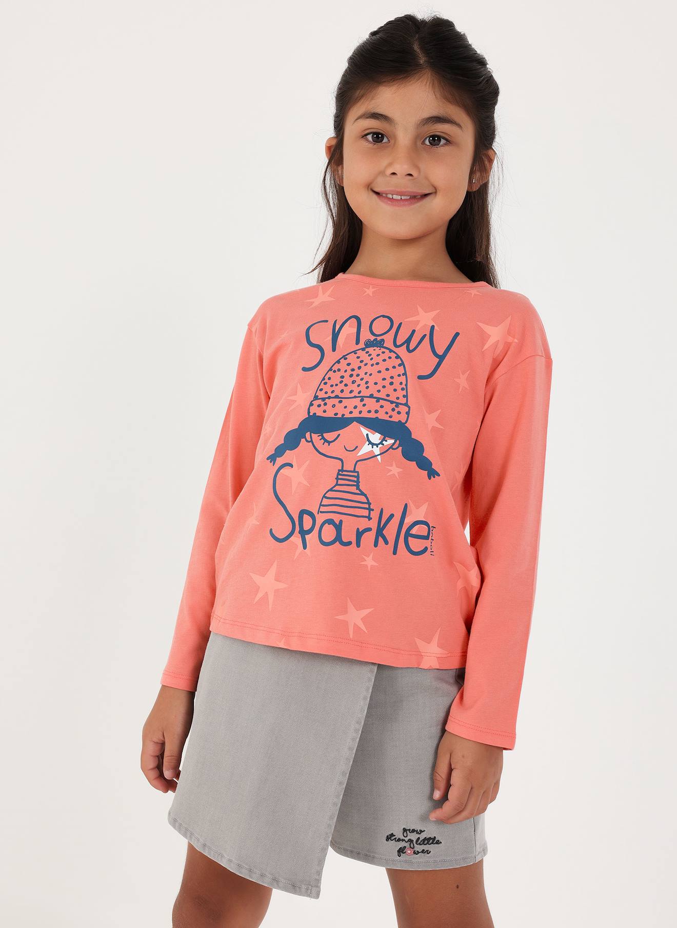 T-shirt En Maille Fille Imprimé Étoiles Rouge