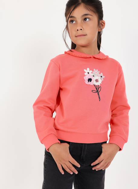 Fille-Sweat-shirt molleton fille imprimé fleurs
