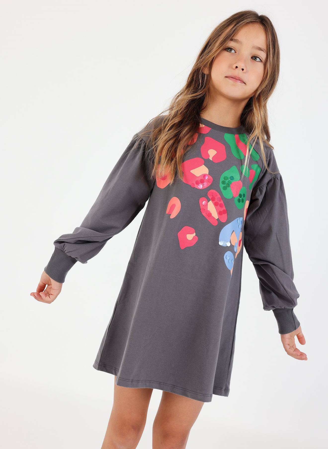 Robe En Maille Imprimé Gris