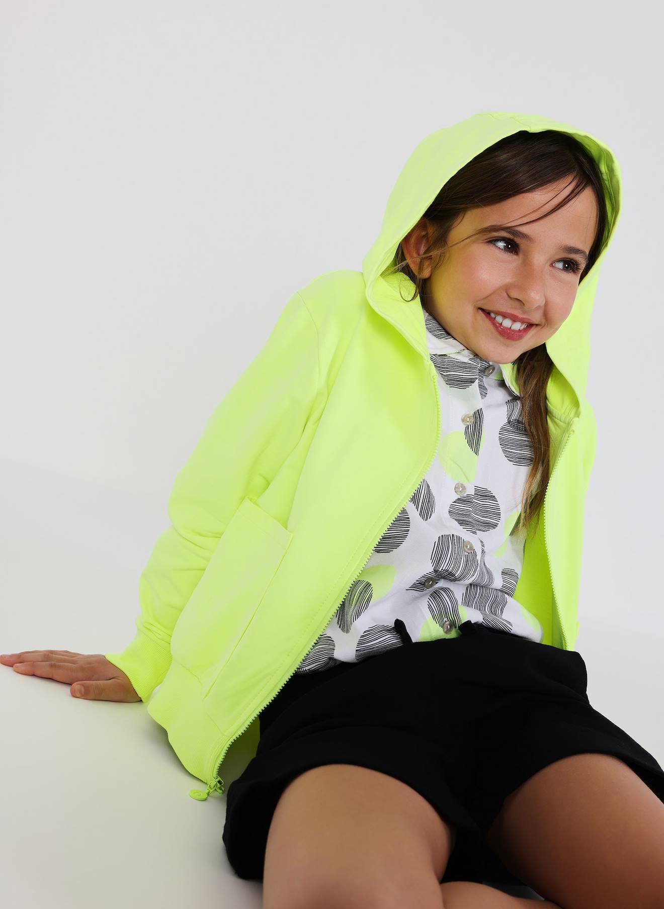 Sweat Zippé À Capuche Vert