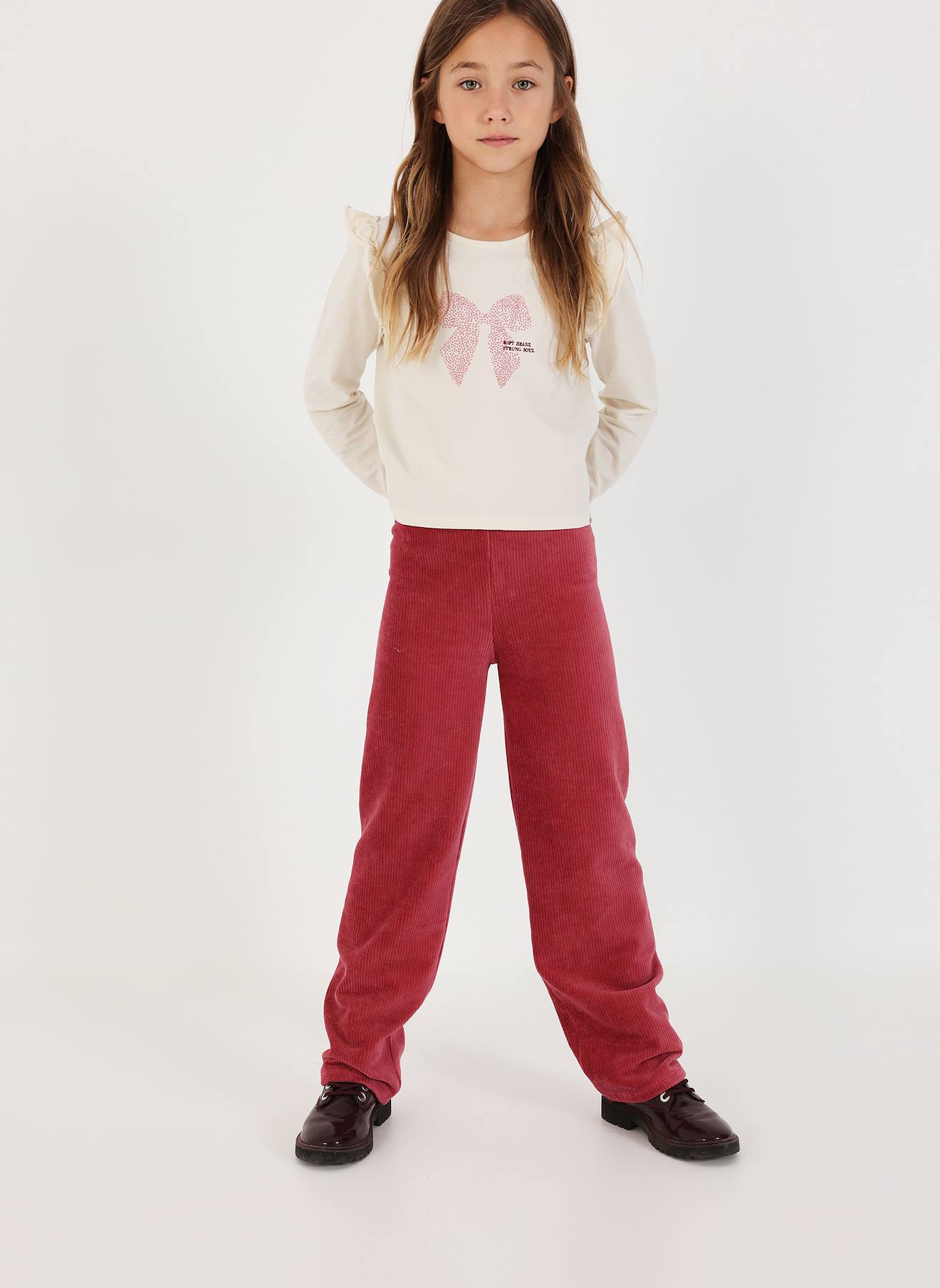 Pantalon En Velours Cotelé Fille Grenat