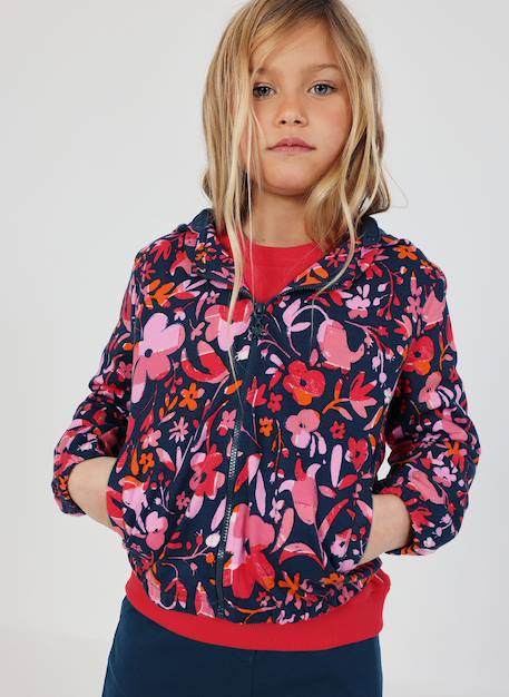 Fille-Manteau-Veste coton fleurs