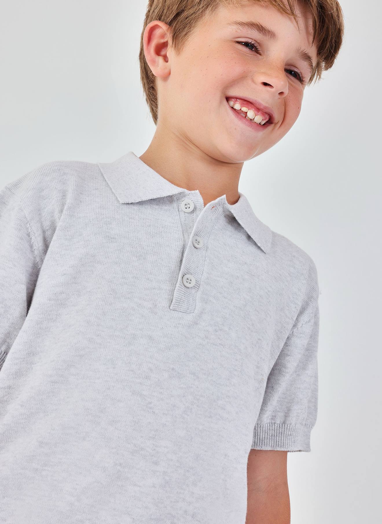 Polo Enfant Coton Gris 18$
